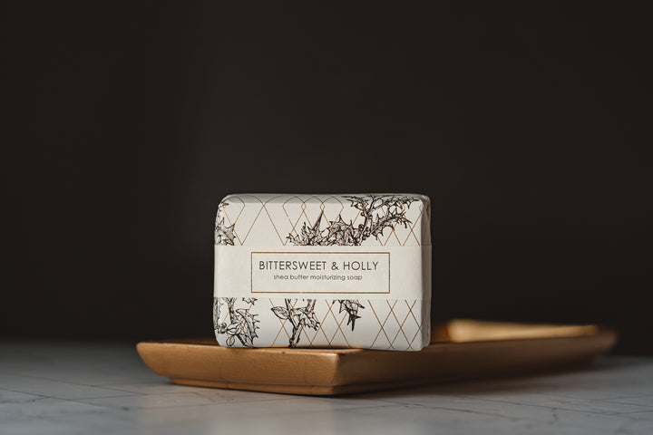 NEW Holiday Shea Butter Bath Bar - Gold Leaf Bittersweet & Holly