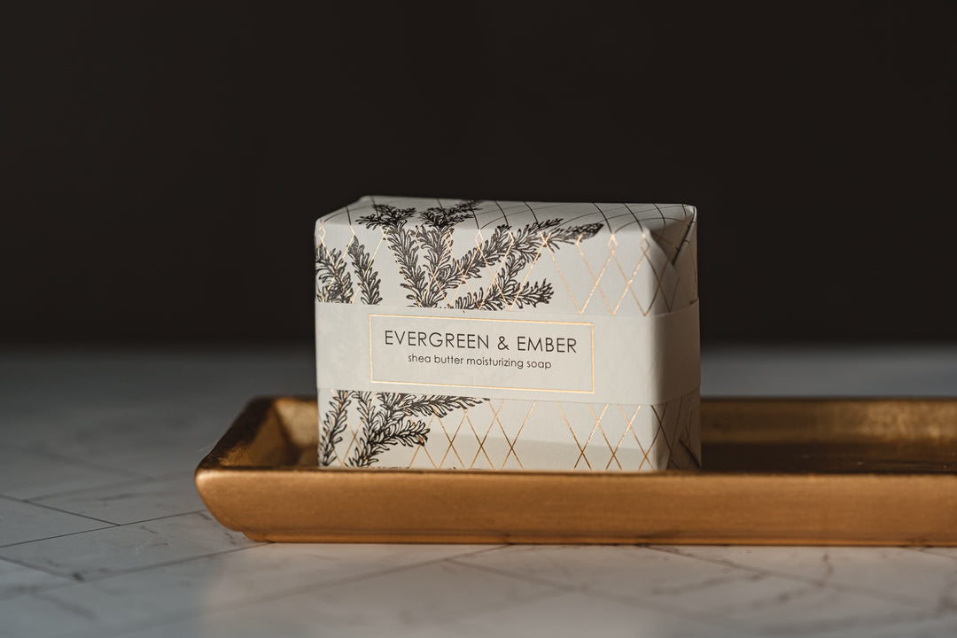 NEW Holiday Shea Butter Bath Bar - Gold Leaf Evergreen & Ember